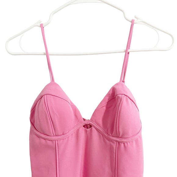 BRAND NEW NFT Bardot Pink Midi Dress, Corset top, Body Con, Mini slit - Picture 5 of 6
